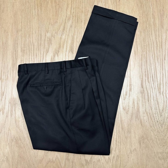 Zanella Pants Mens Zanella Pleated Cuffed 0 Wool Black